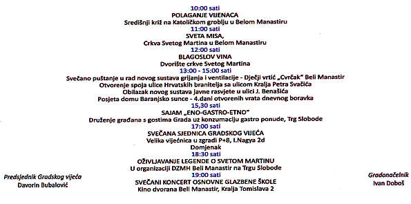 Program obilježavanja Dana Grada Belog Manastira